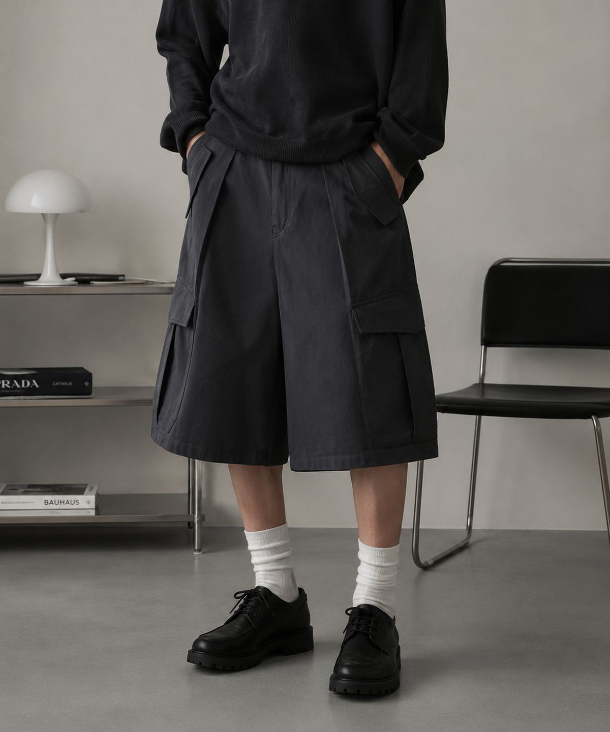 Crove Cargo Semi Bermuda Shorts Charcoal
