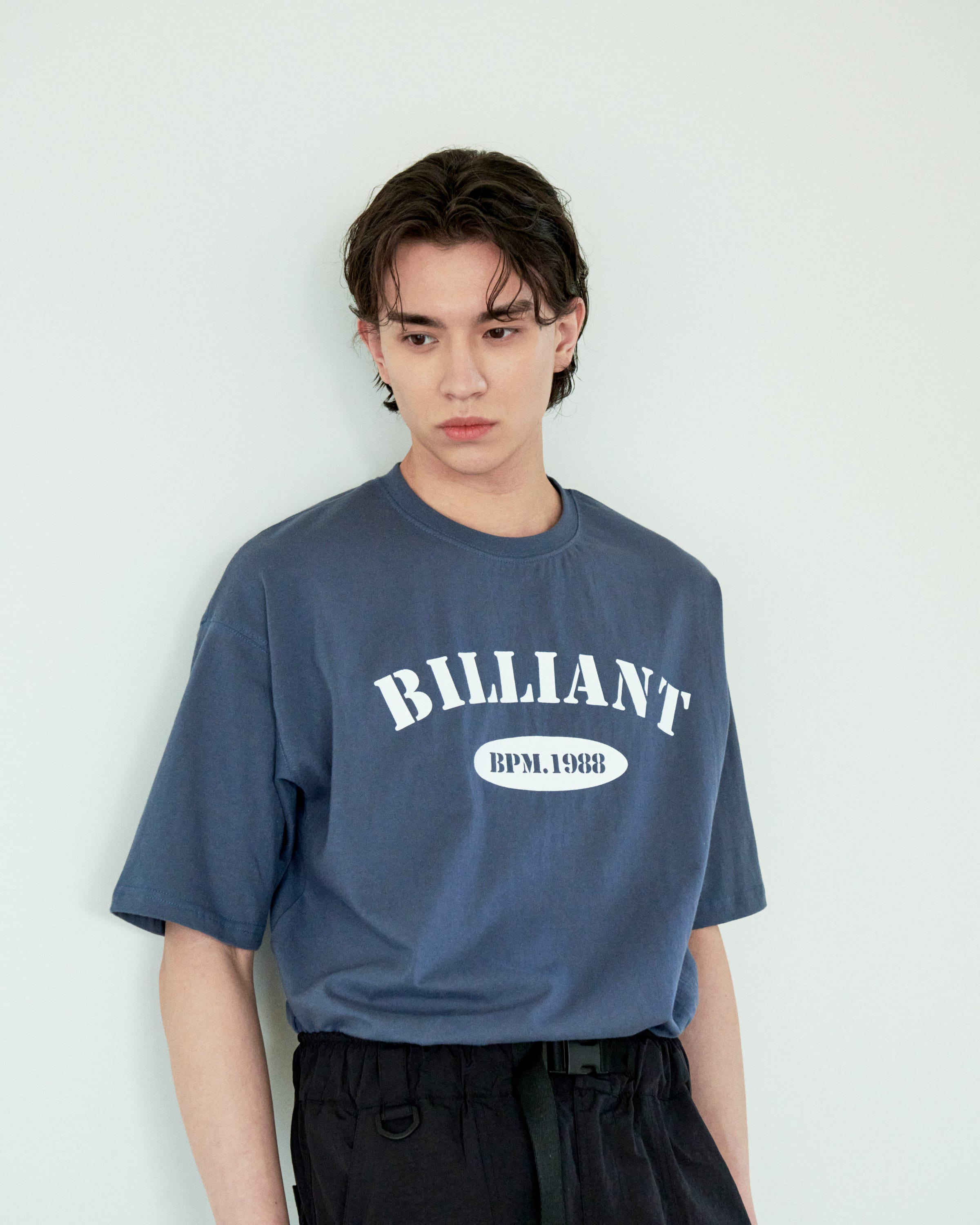 Over-Fit Open T-Shirt Blue - detail 1