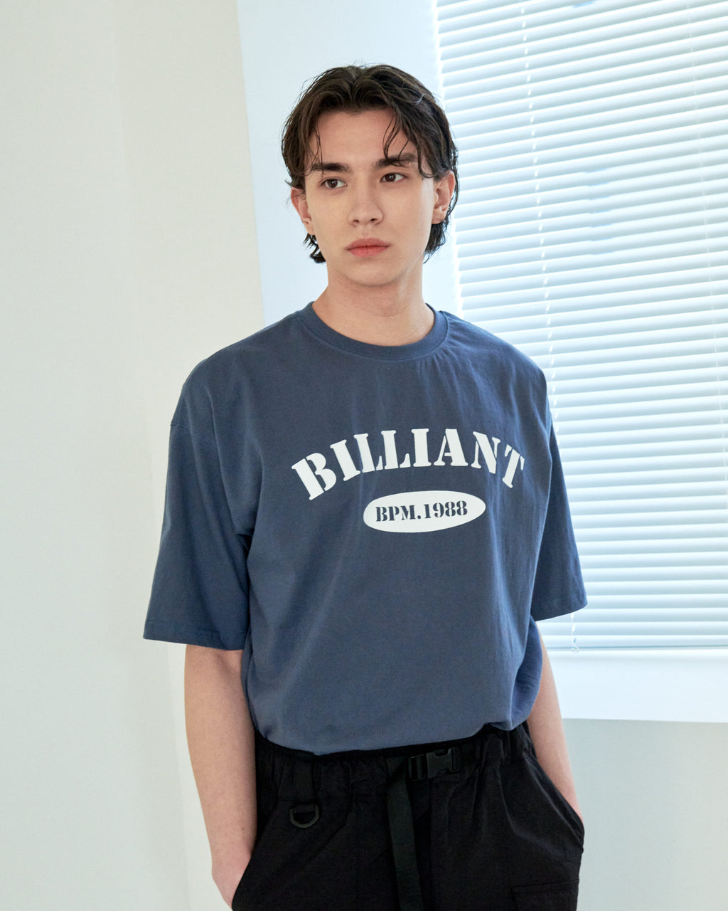 Over-Fit Open T-Shirt Blue - detail 3