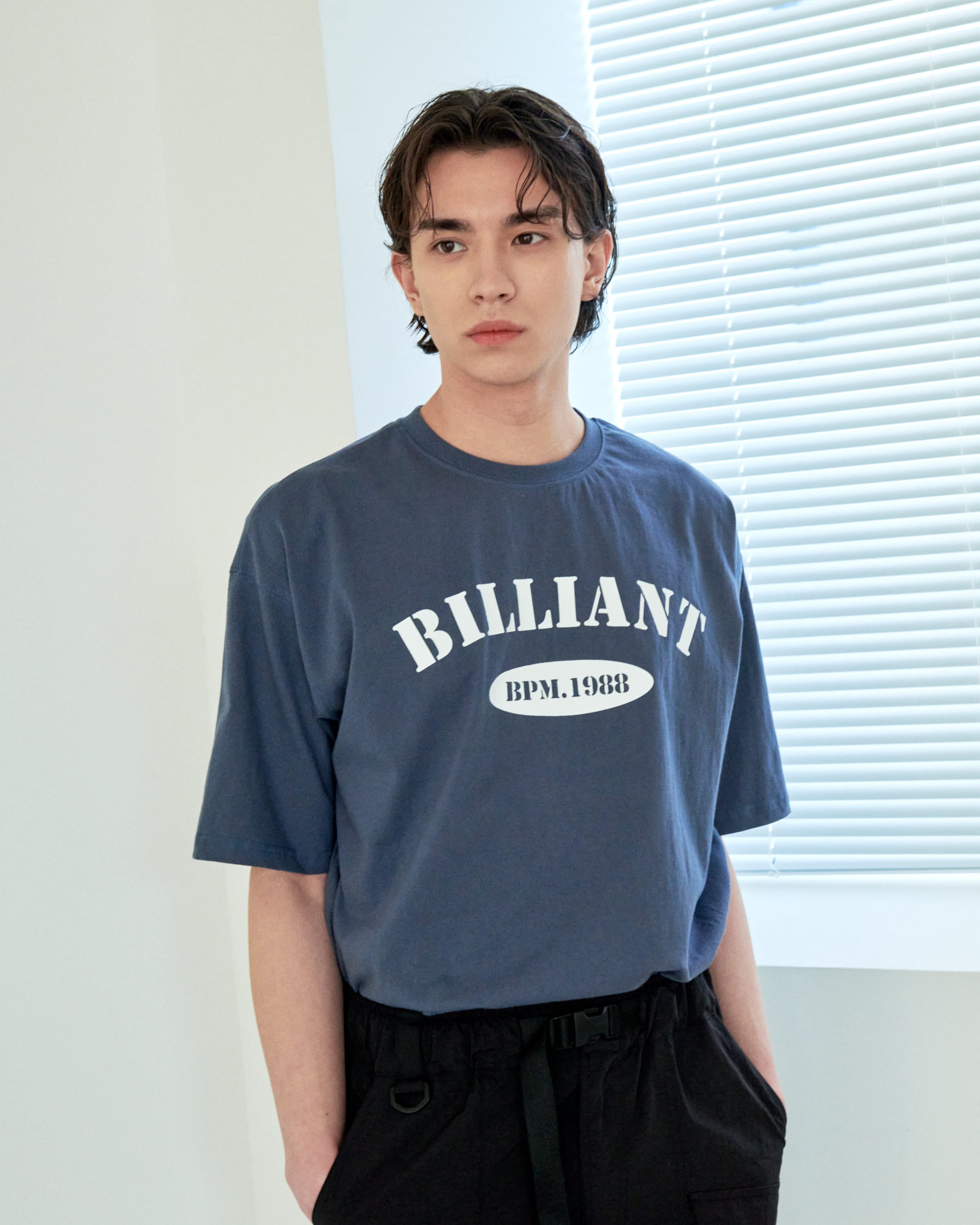 Over-Fit Open T-Shirt Blue - detail 3