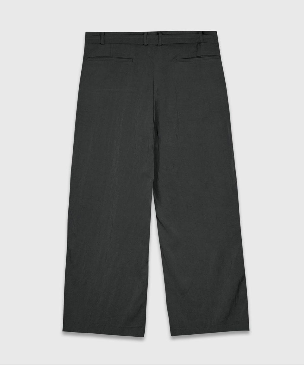Belted Wide Slacks Charcoal - detail 1