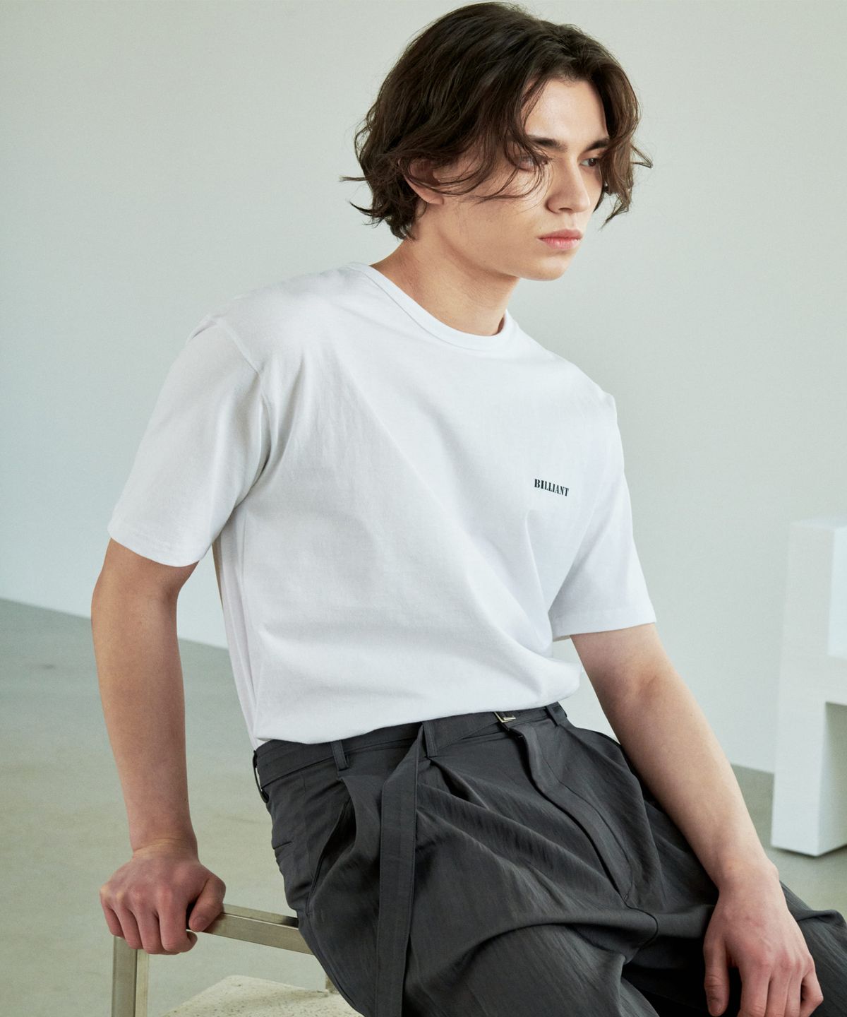 Belted Wide Slacks Charcoal - detail 2