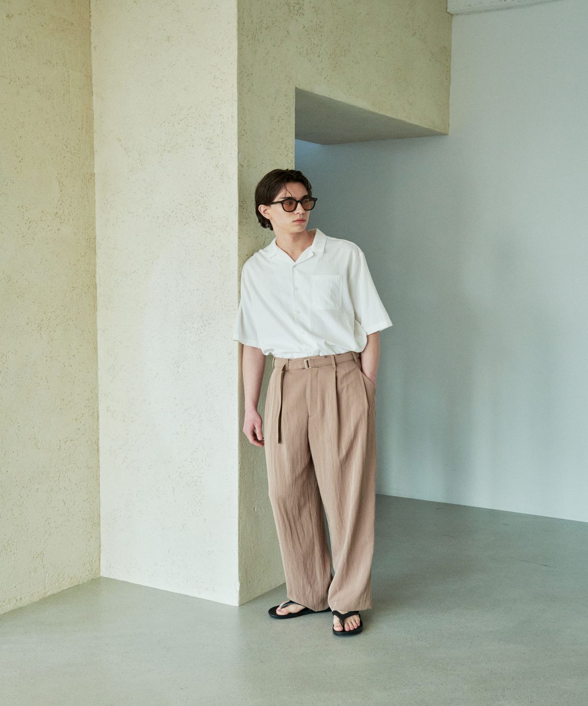 Belted Wide Slacks Beige - detail 2