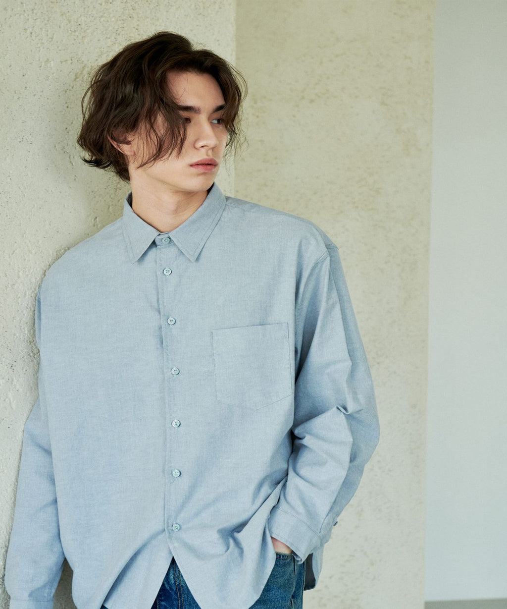Oxford Basic Over Shirt Grey - detail