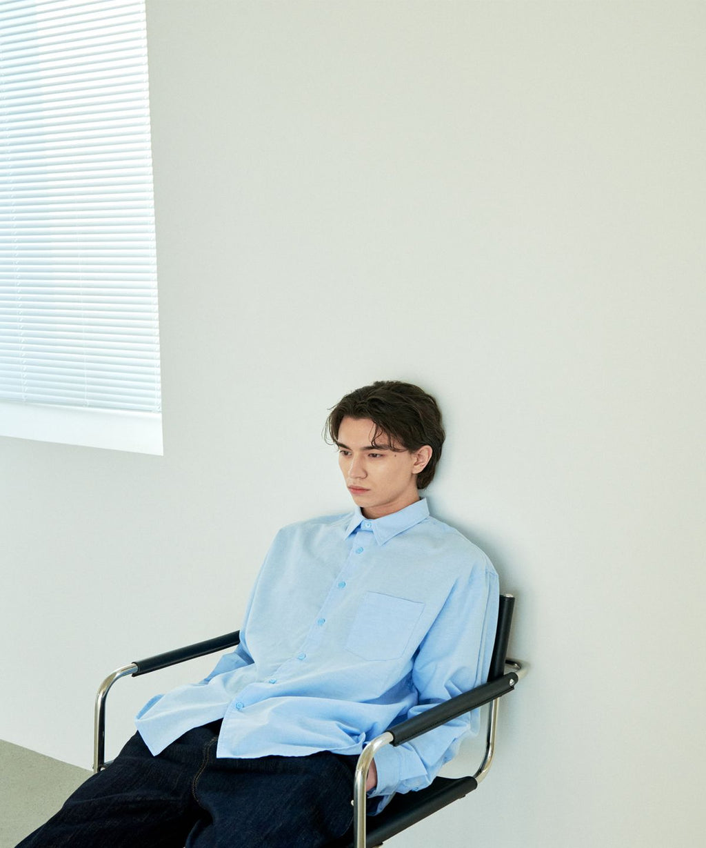 Oxford Basic Over Shirt Sky Blue - detail