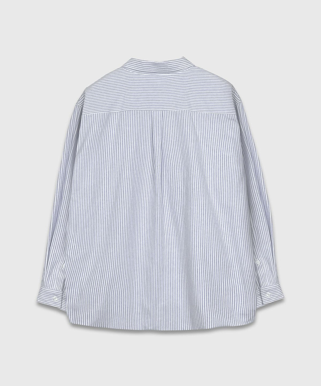 Oxford Stripe Over Shirt Navy - detail 1