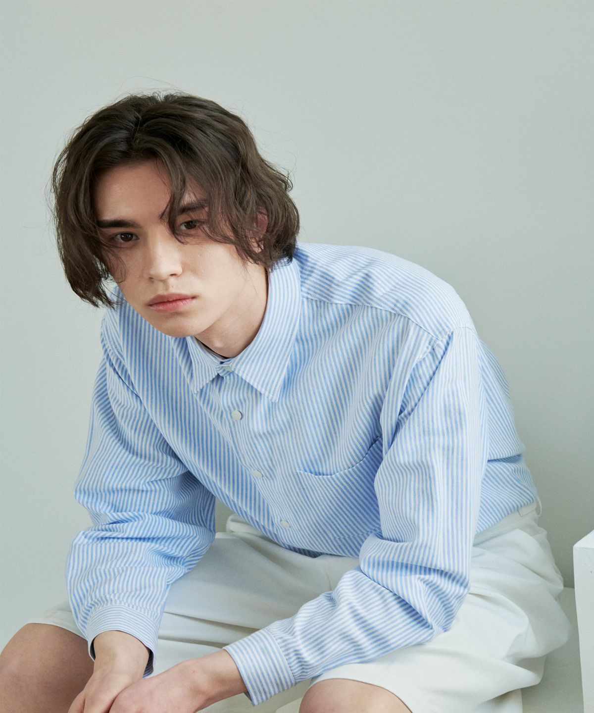 Oxford Stripe Over Shirt Sky Blue - detail 2