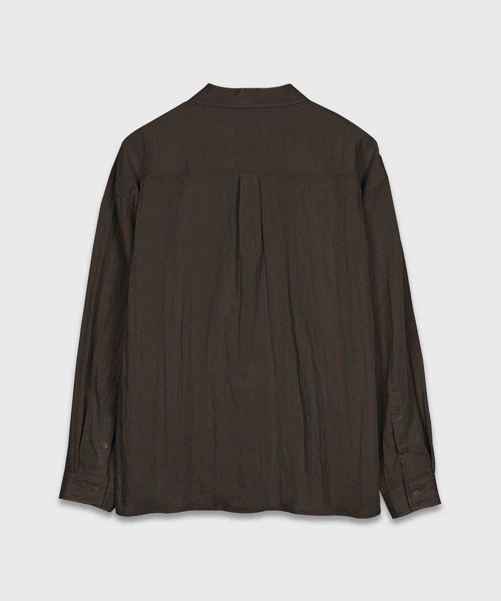 Wrinkle Basic Over Shirt Brown - detail 1