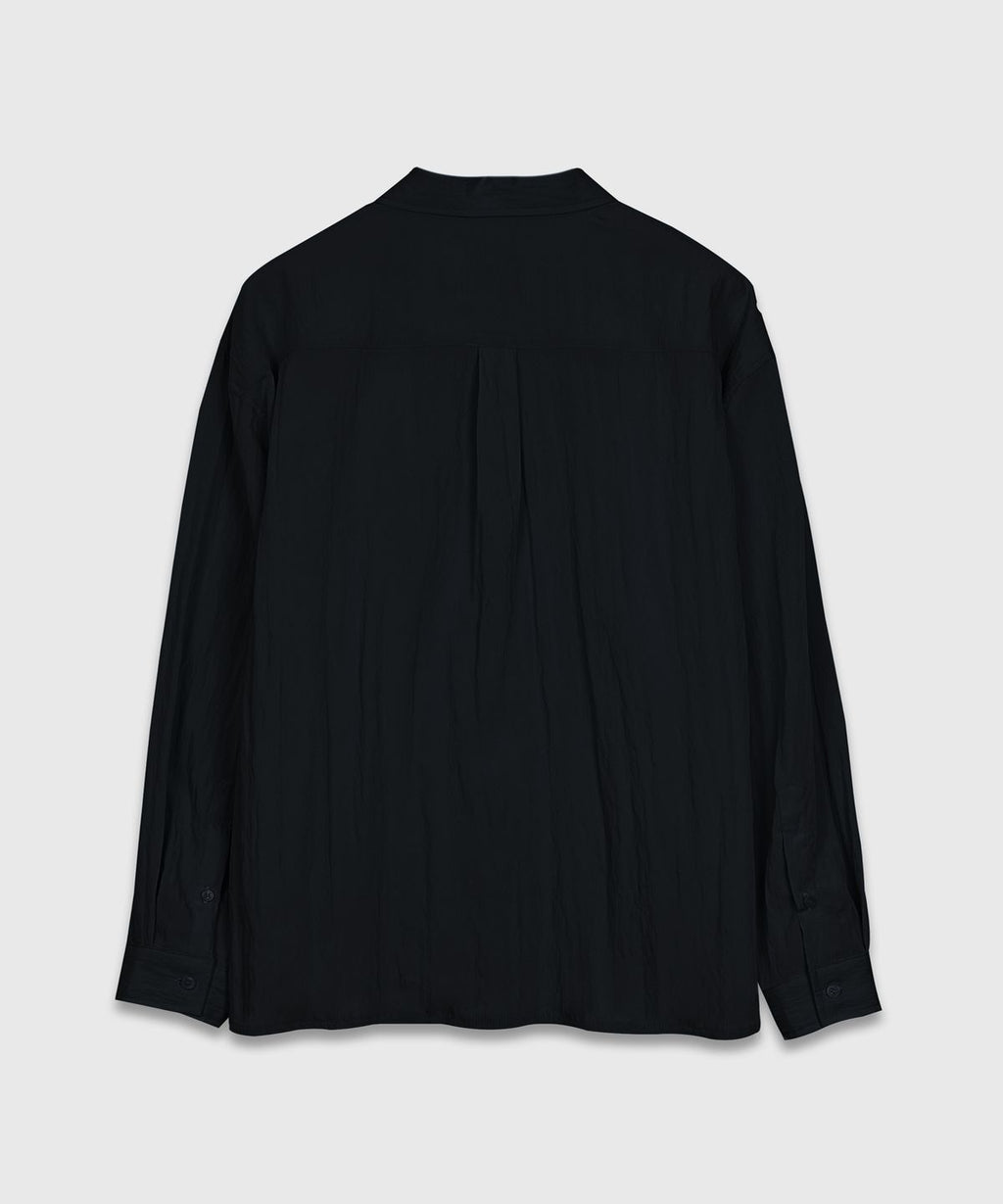 Wrinkle Basic Over Shirt Black - detail 1