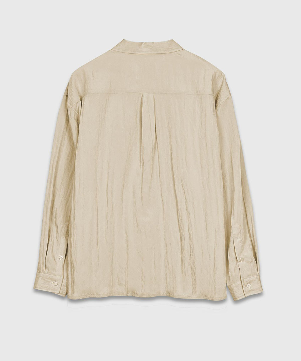 Wrinkle Basic Over Shirt Beige - detail 1
