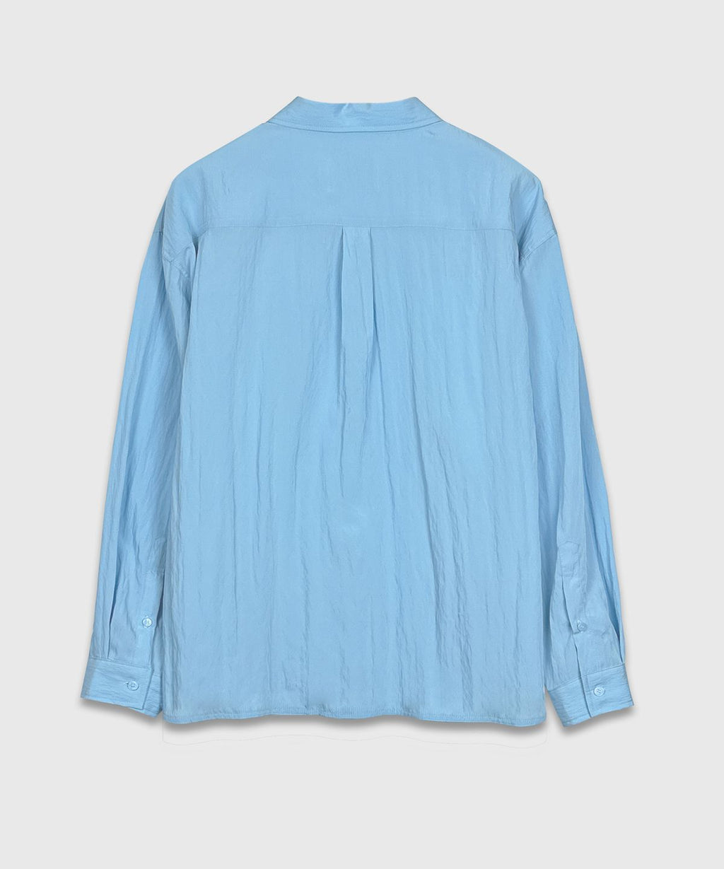 Wrinkle Basic Over Shirt Sky Blue - detail 1