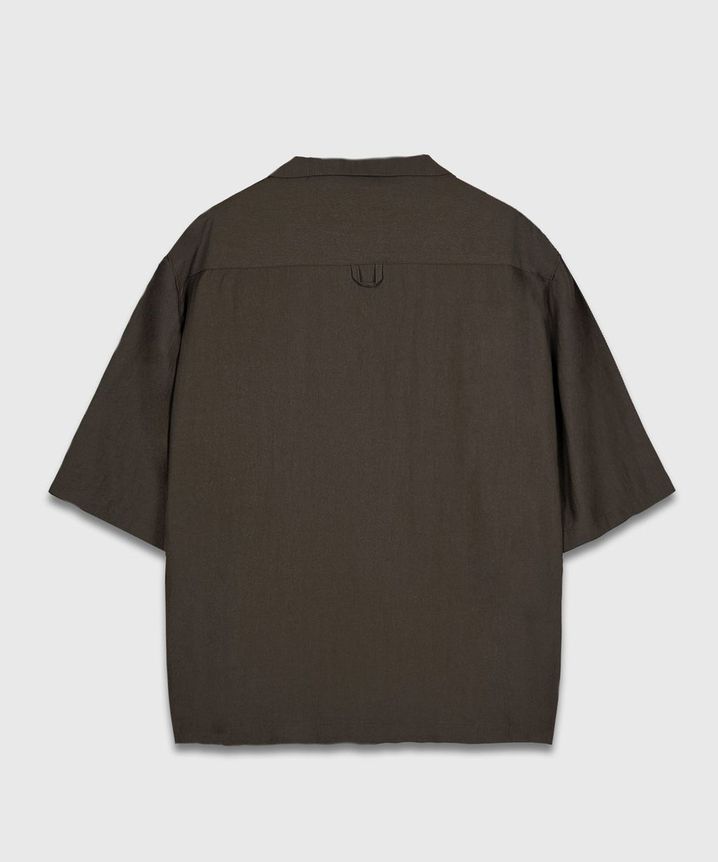 Recycled Open Collar Shirt Brown - detail 1