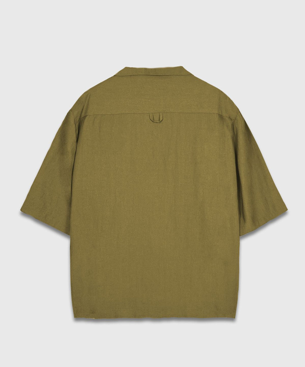 Recycled Open Collar Shirt Olive - detail 1
