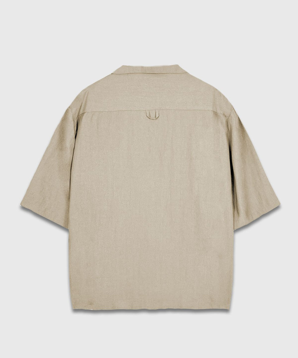 Recycled Open Collar Shirt Beige - detail 1