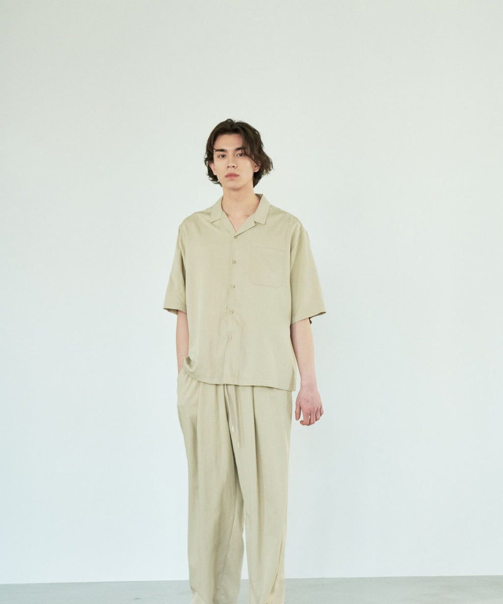 Recycled Open Collar Shirt Beige - detail 2