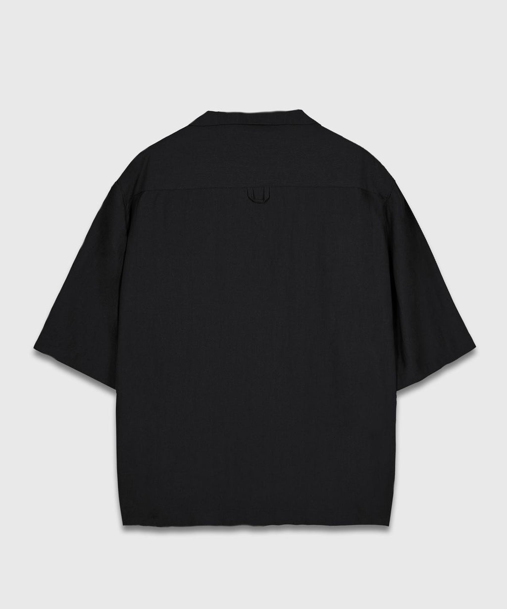 Recycled Open Collar Shirt Black - detail 1