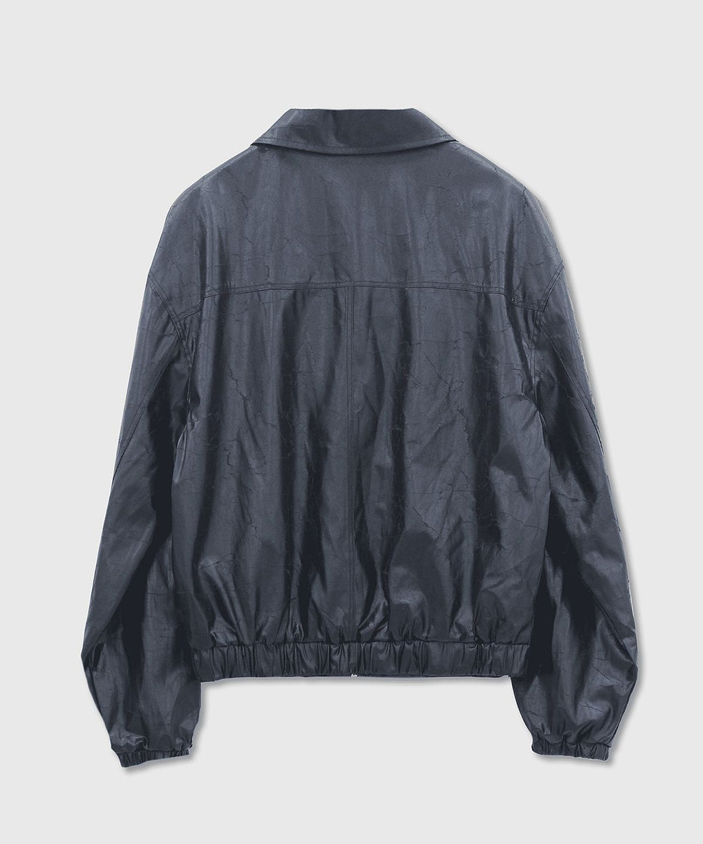 Crackle Leather Cropped Jacket Black - detail 1