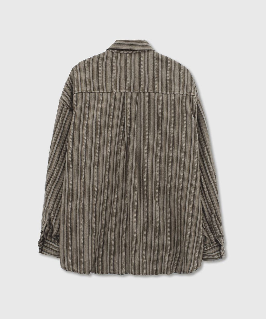 Stripe Fatigue Two Pocket Shirt Khaki - detail 1