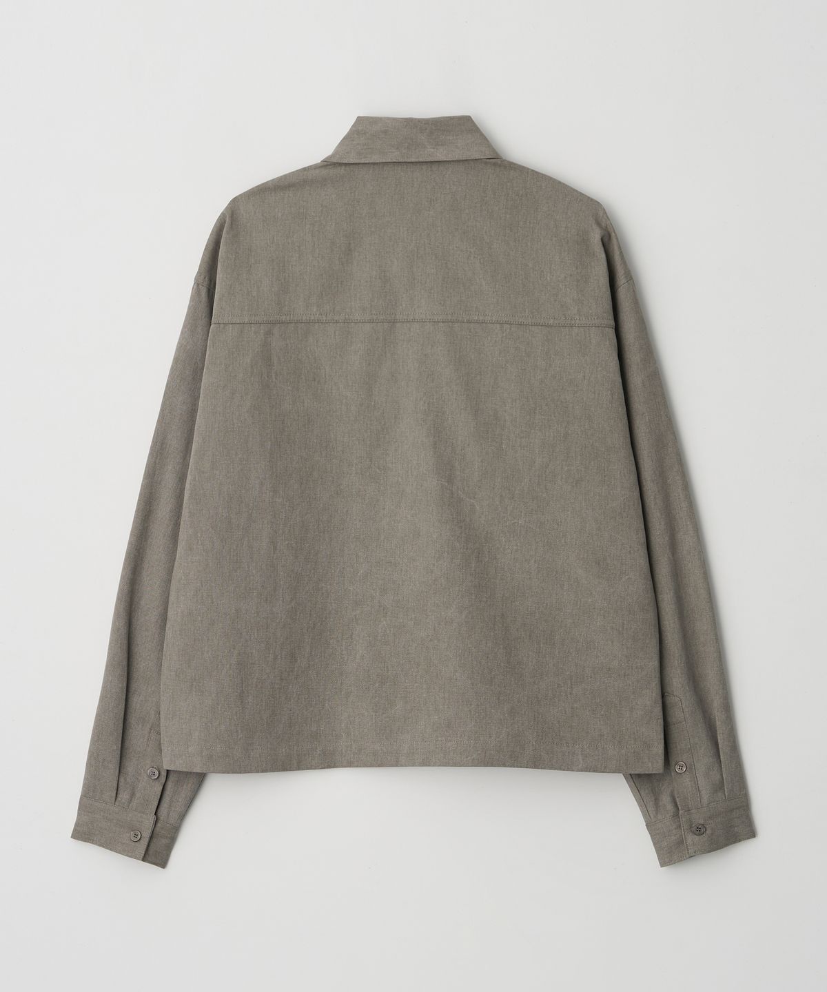 Washed Crop Shirt Jacket Khaki Beige - detail 1