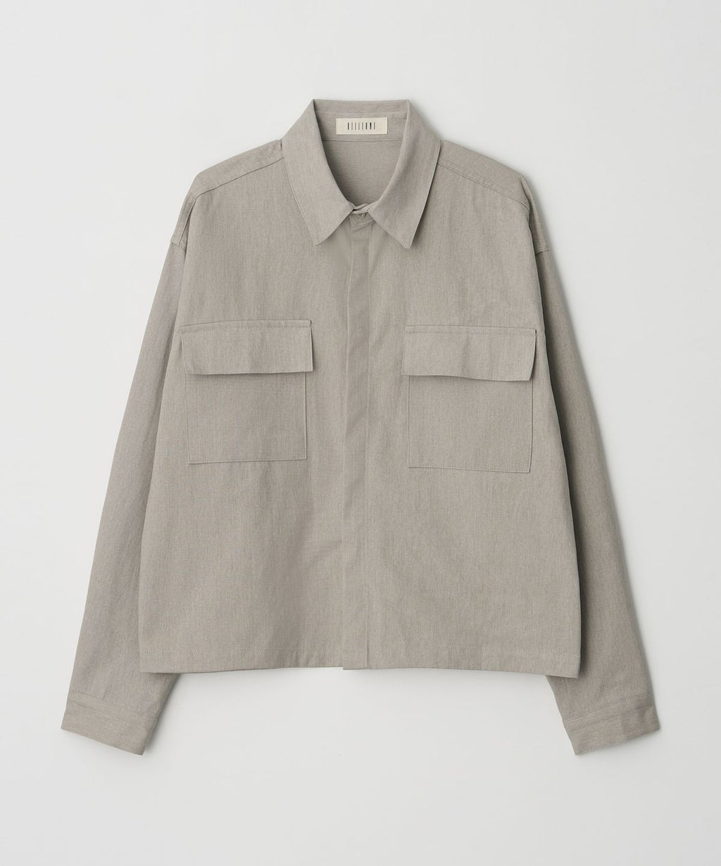 Washed Crop Shirt Jacket Beige - detail 1