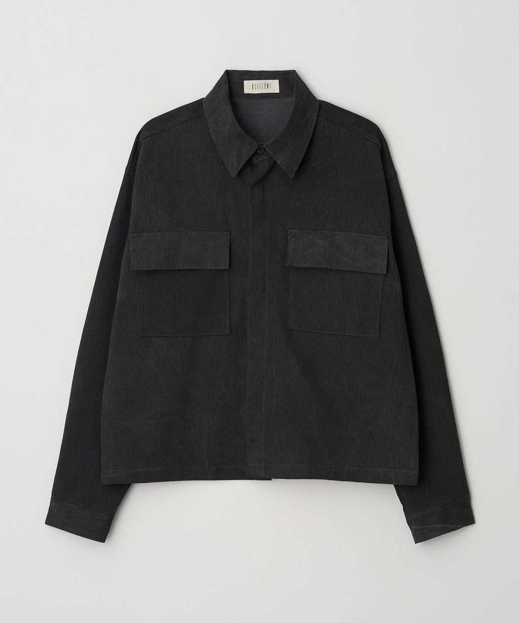 Washed Crop Shirt Jacket Black - detail 1