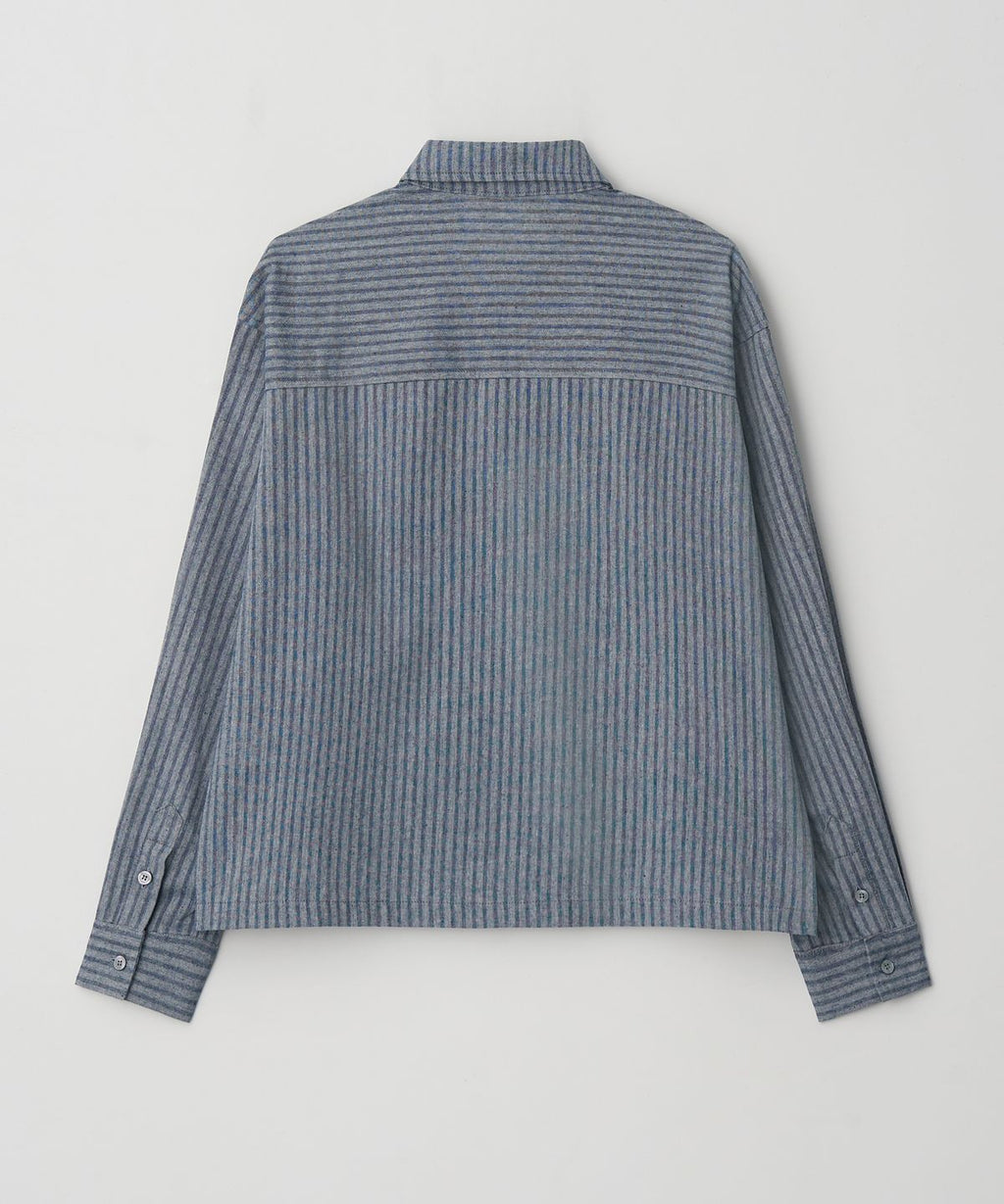 Pintuck Stripe Cropped Shirt Blue - detail 1