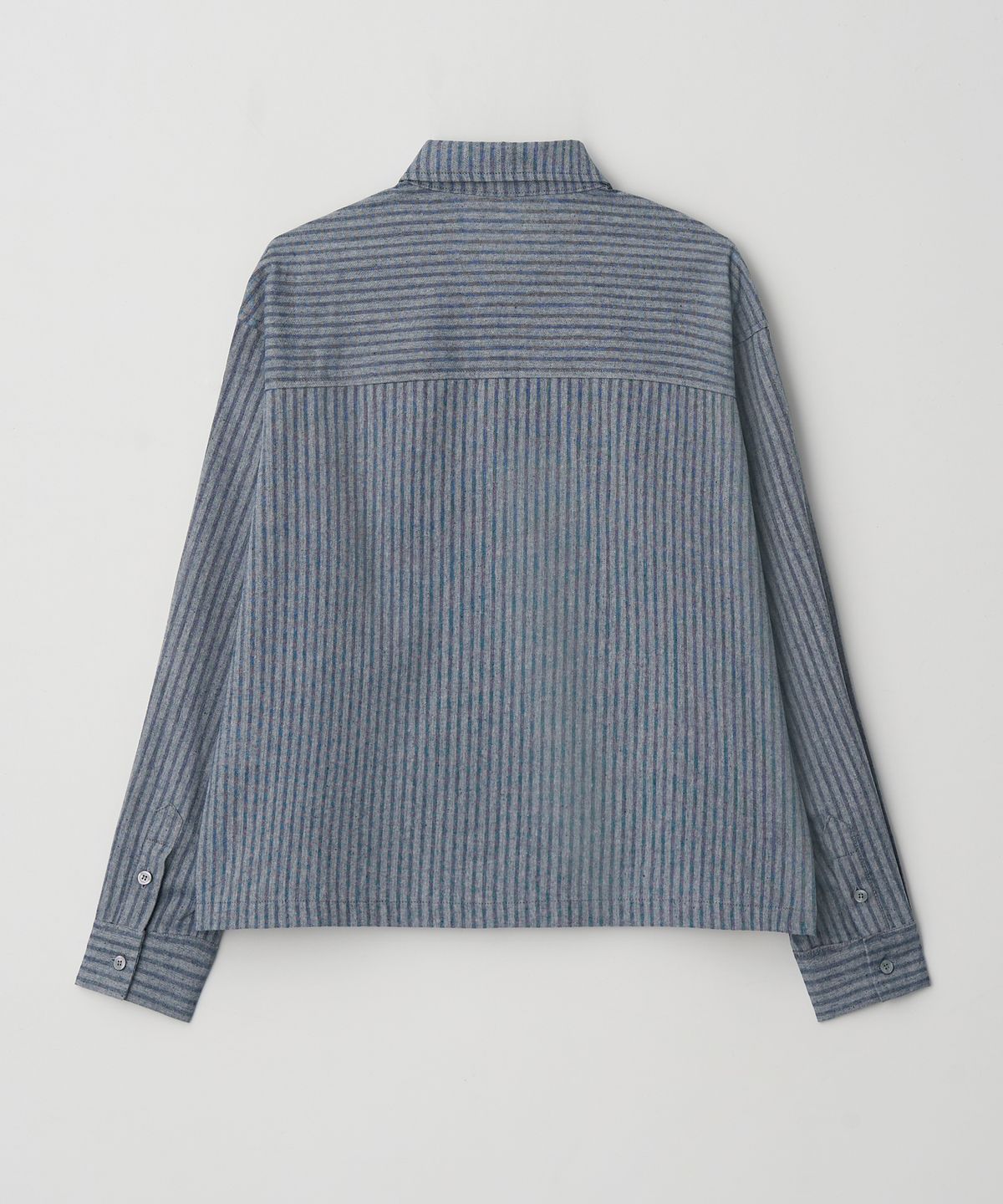 Pintuck Stripe Cropped Shirt Blue - detail 1