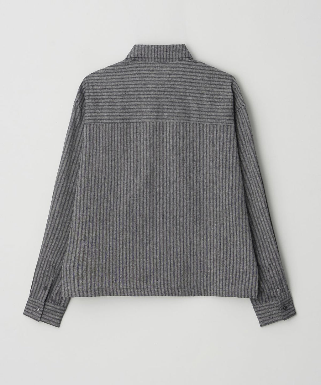 Pintuck Stripe Cropped Shirt Black - detail 1
