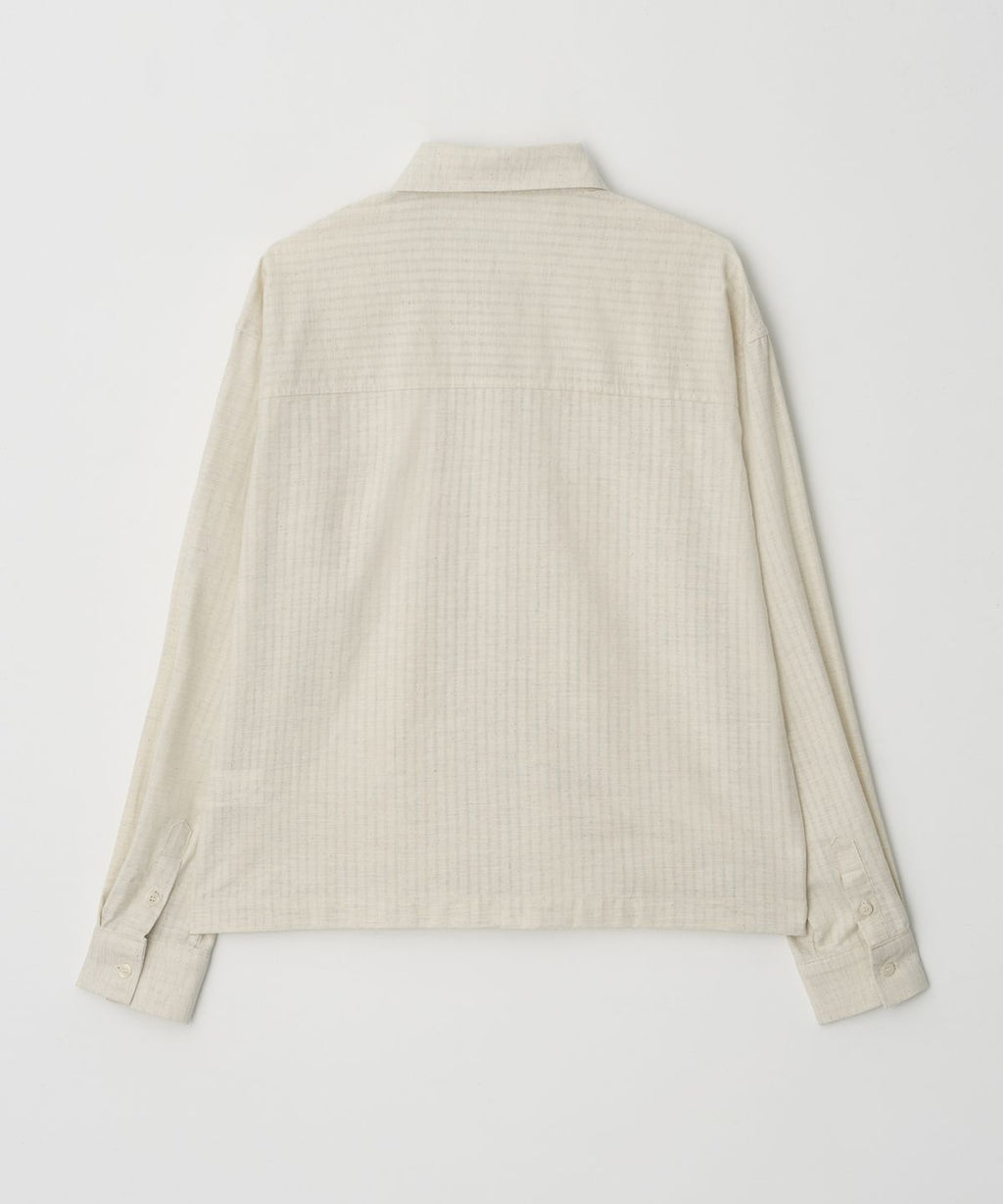 Pintuck Stripe Cropped Shirt Beige - detail 1
