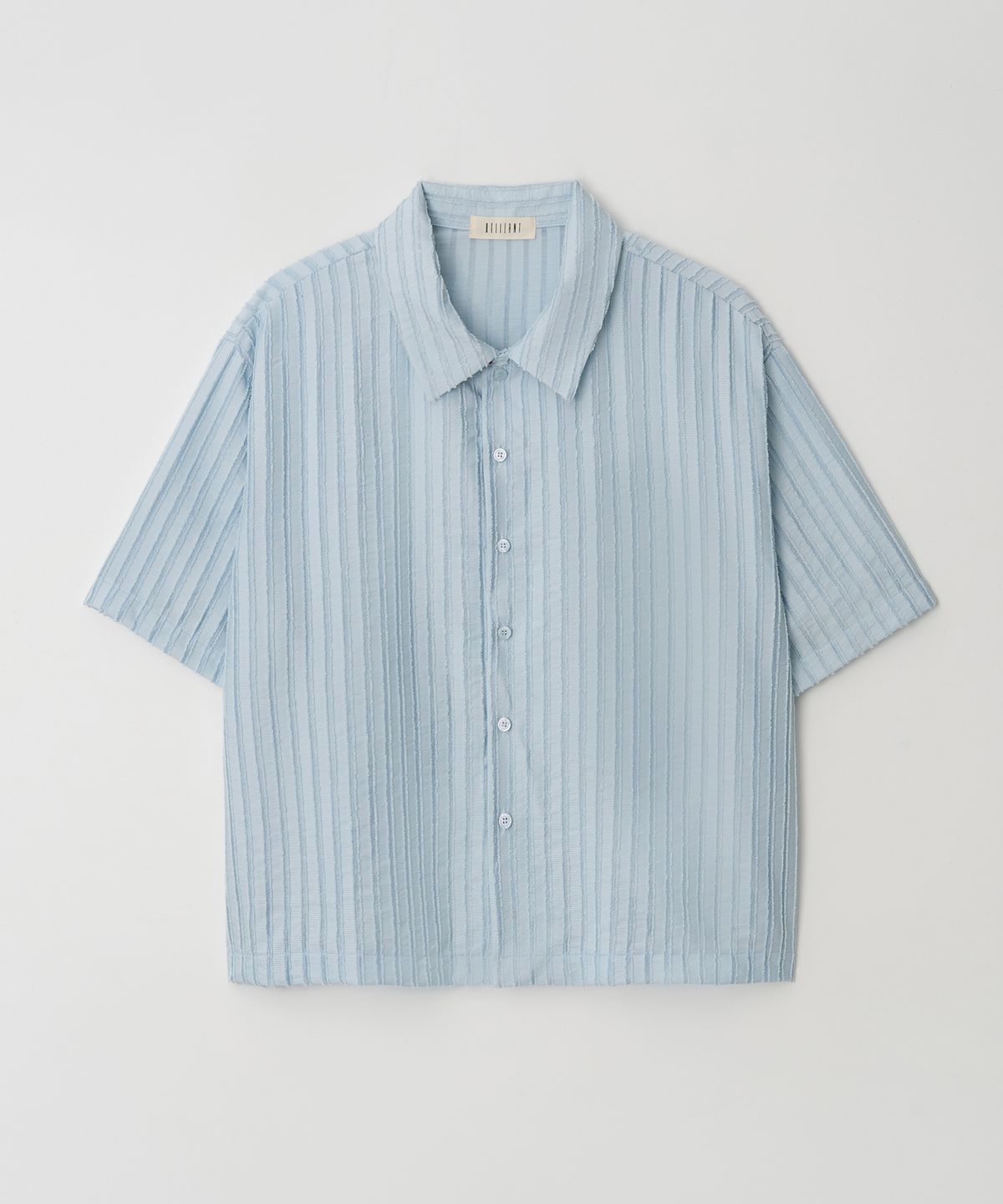 Ribbed Stripe Cropped Shirt Sky Blue - detail 1