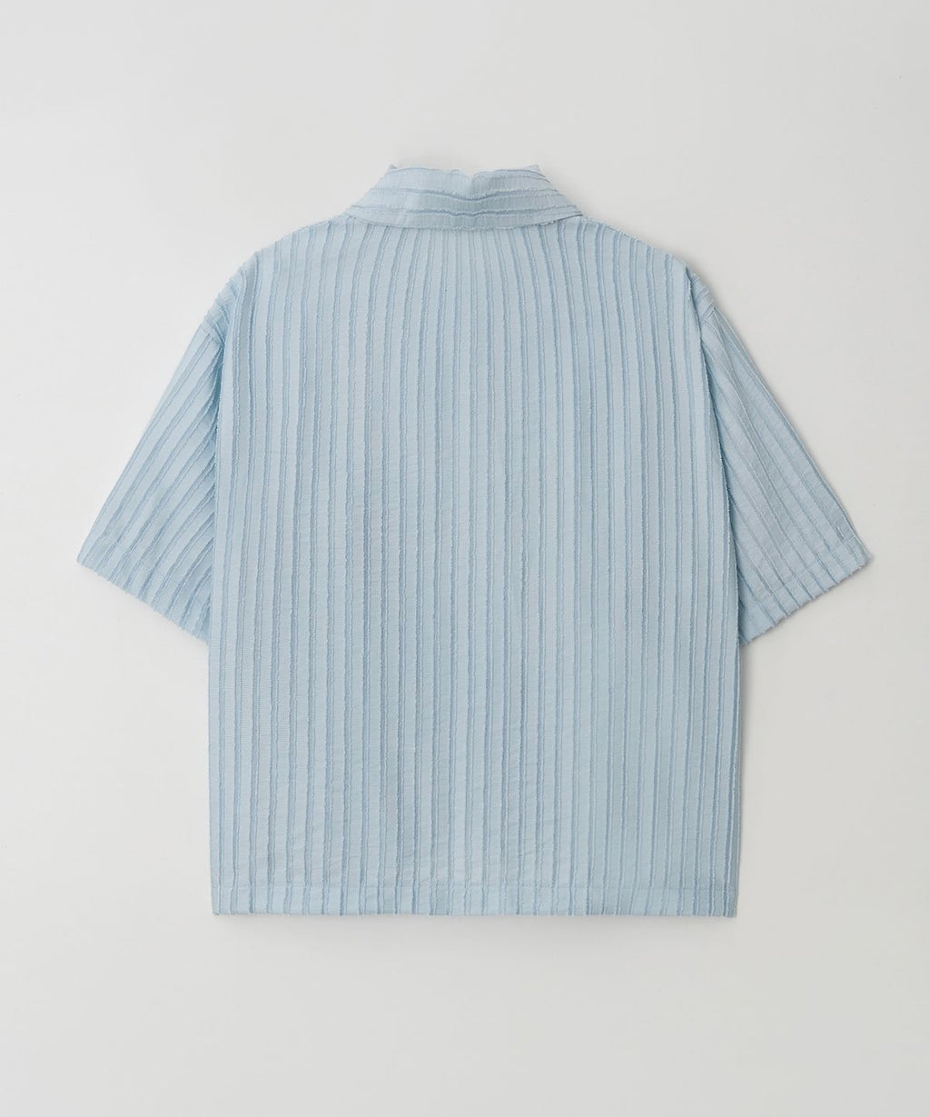 Ribbed Stripe Cropped Shirt Sky Blue - detail 2