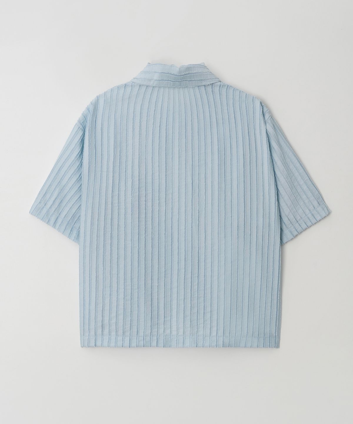 Ribbed Stripe Cropped Shirt Sky Blue - detail 2