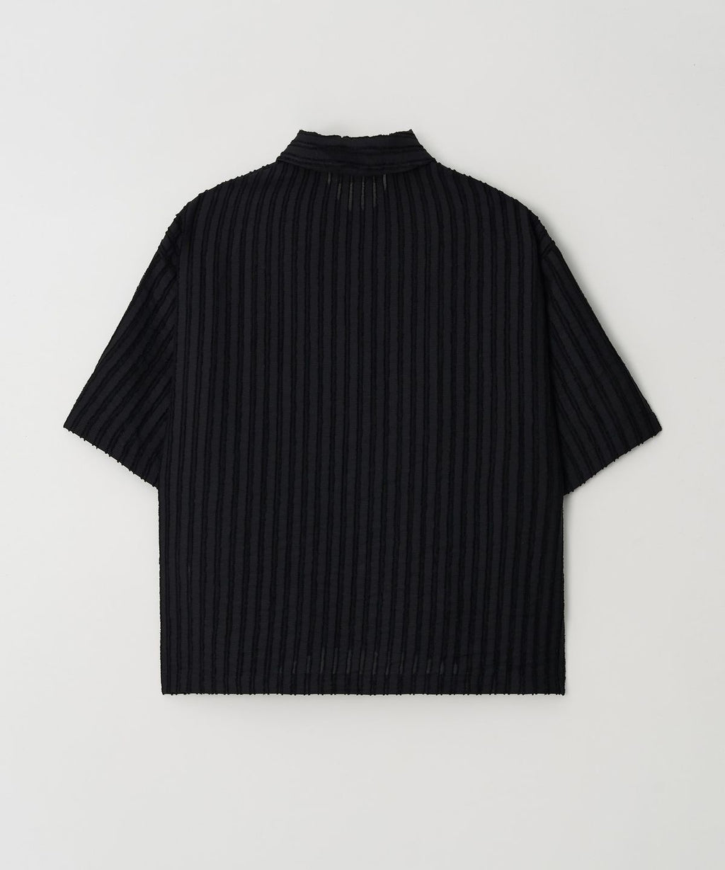 Ribbed Stripe Cropped Shirt Black - detail 2