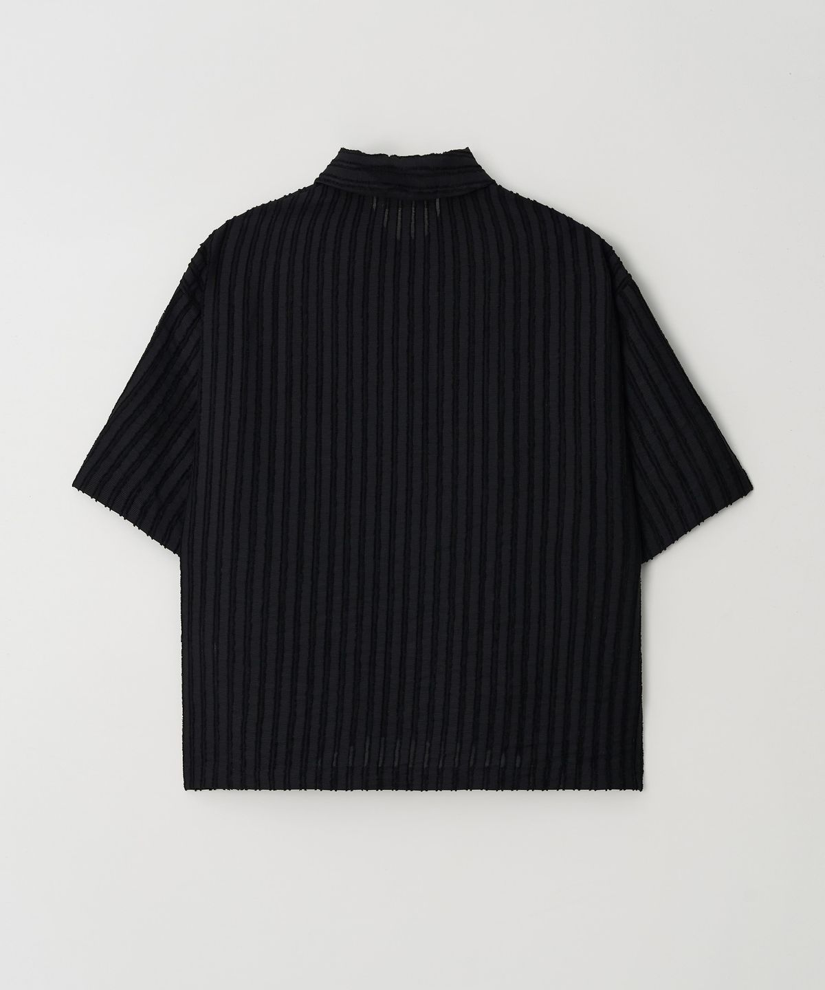 Ribbed Stripe Cropped Shirt Black - detail 2