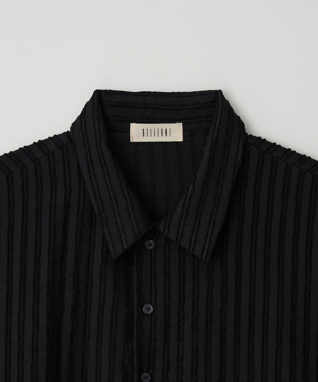 Ribbed Stripe Cropped Shirt Black - detail 1