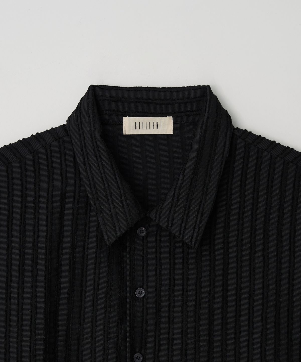 Ribbed Stripe Cropped Shirt Black - detail 1