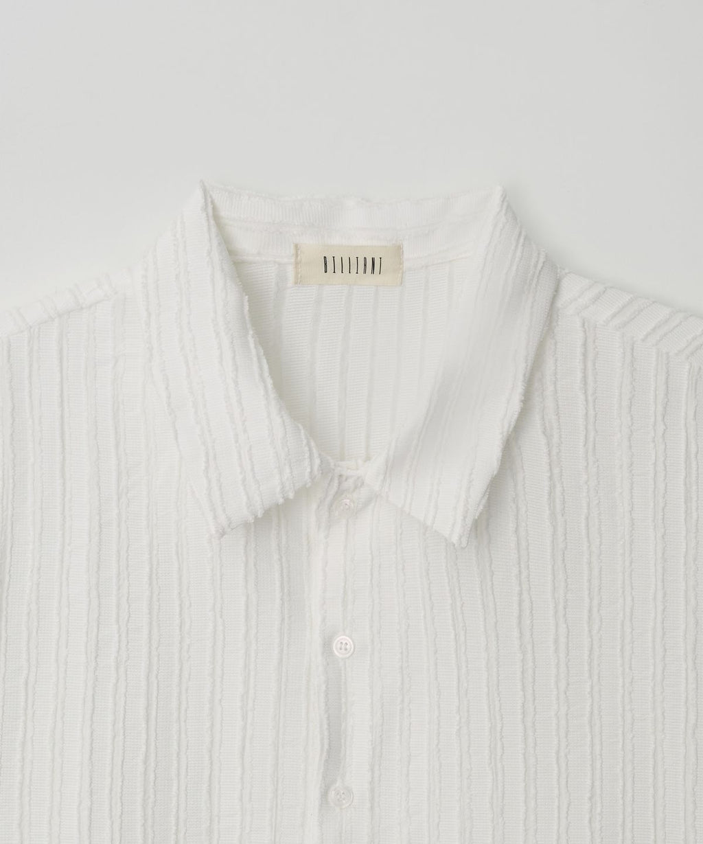 Ribbed Stripe Cropped Shirt Ivory - detail 1