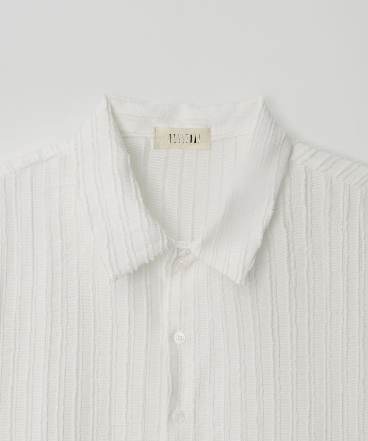 Ribbed Stripe Cropped Shirt Ivory - detail 1