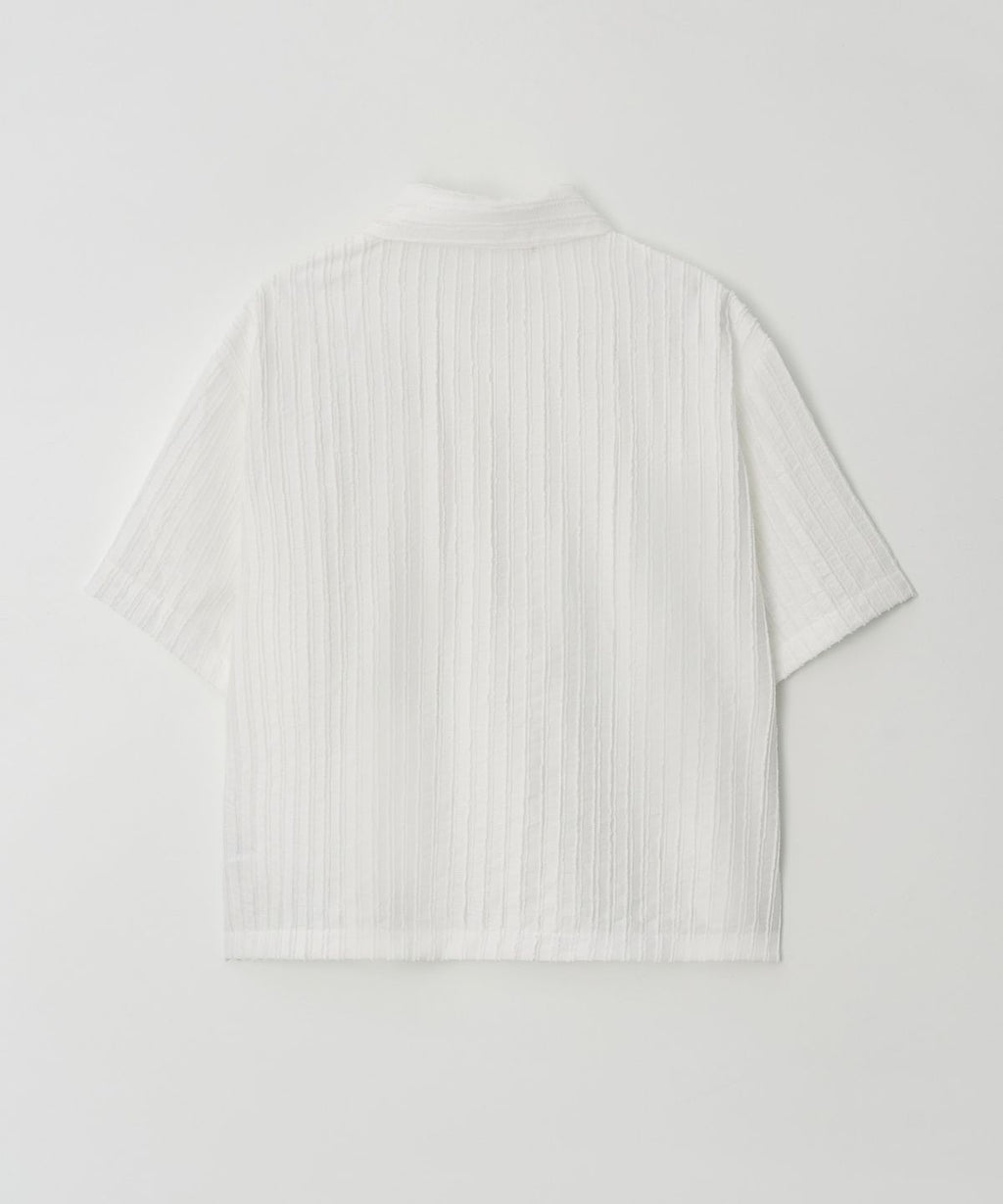 Ribbed Stripe Cropped Shirt Ivory - detail 2