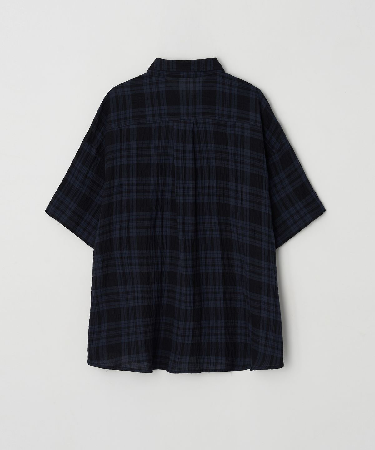 Cosy Check Oversized Short Sleeve Shirt Navy - detail 1