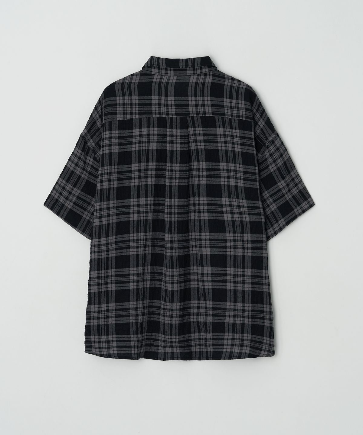 Cosy Check Oversized Short Sleeve Shirt Charcoal - detail 1