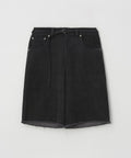 Deep Washed Semi Bermuda Banded Denim Pants Black - detail 1