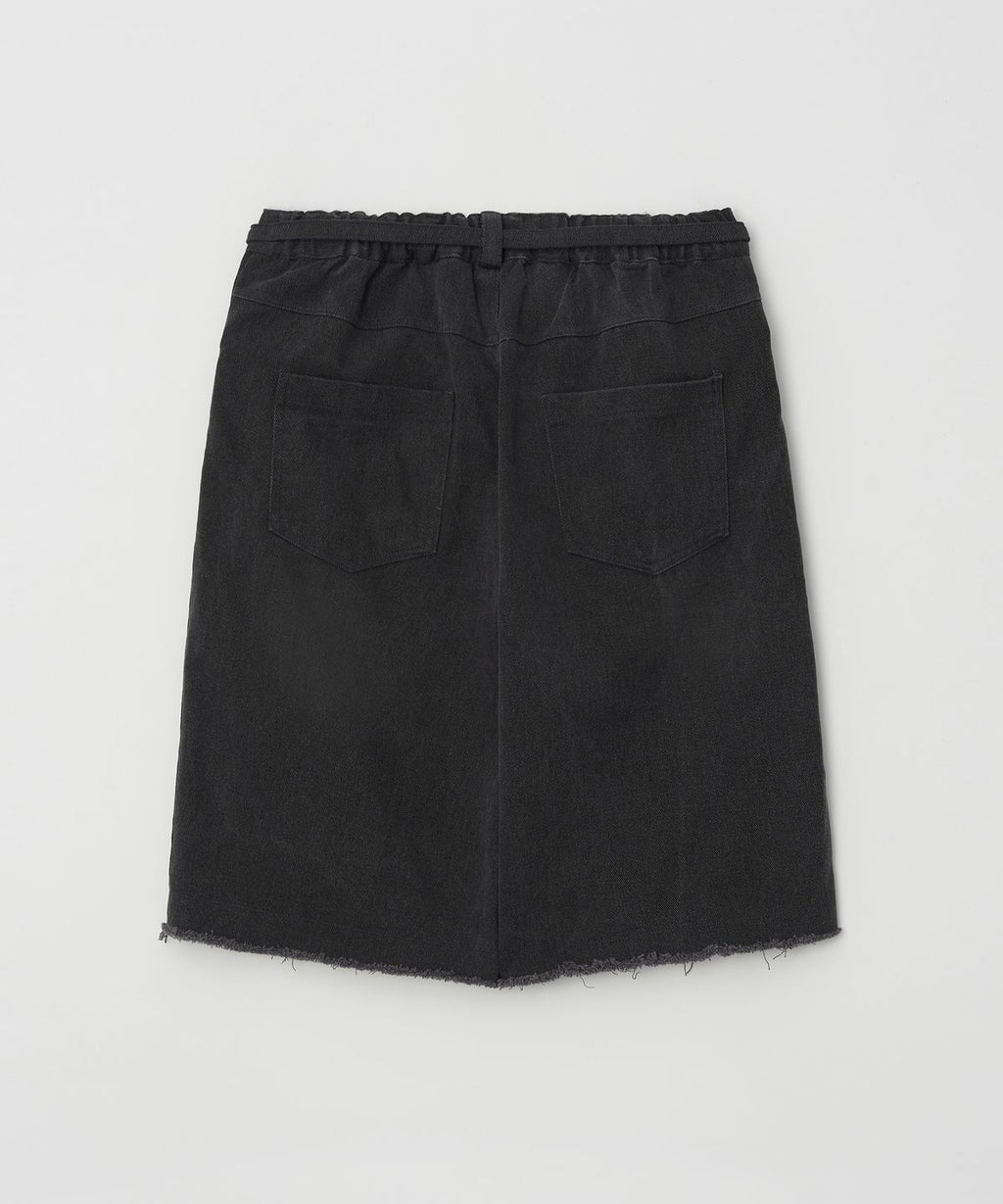 Deep Washed Semi Bermuda Banded Denim Pants Black - detail 2