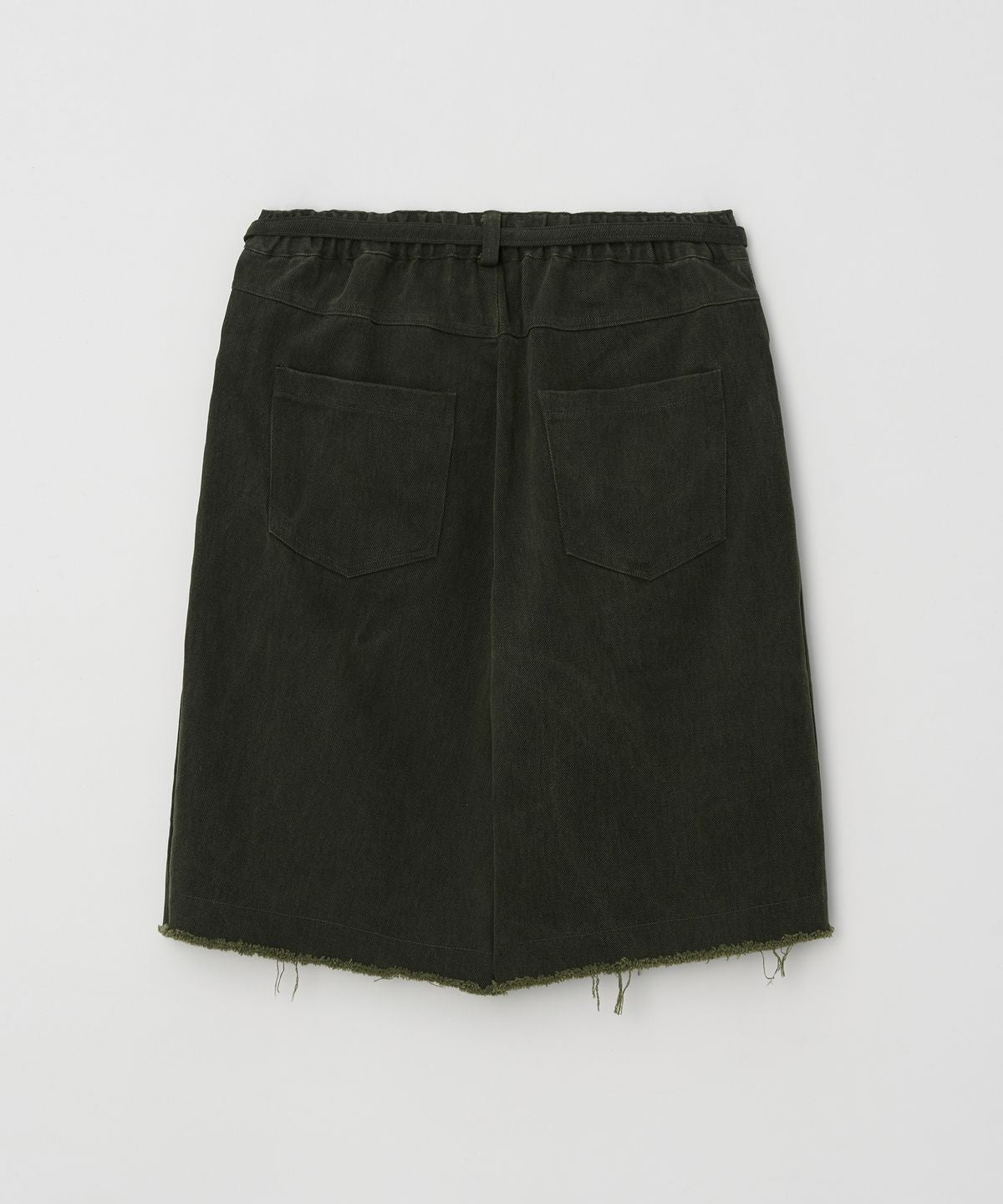 Deep Washed Semi Bermuda Banded Denim Pants Khaki - detail 2